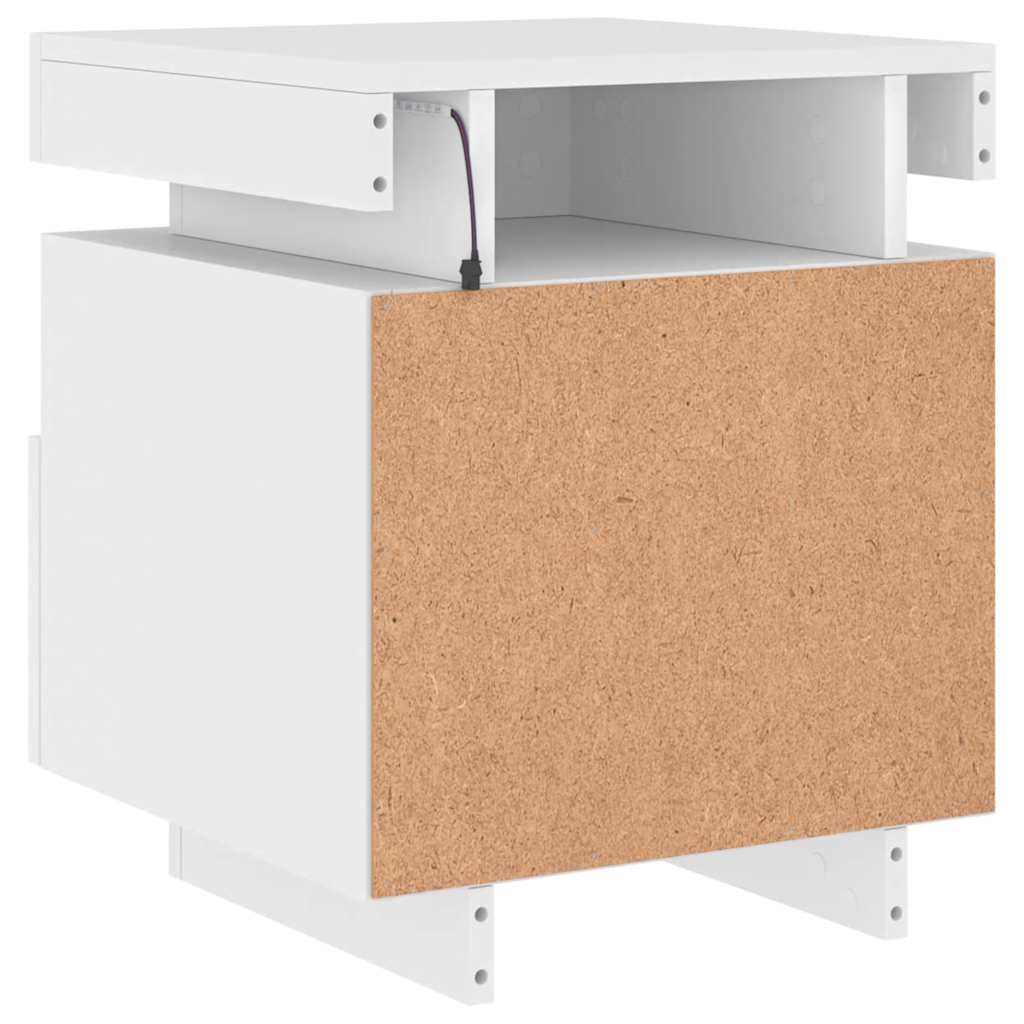 Nightstand with LED Lights White 40 x 39 x 48.5 cm