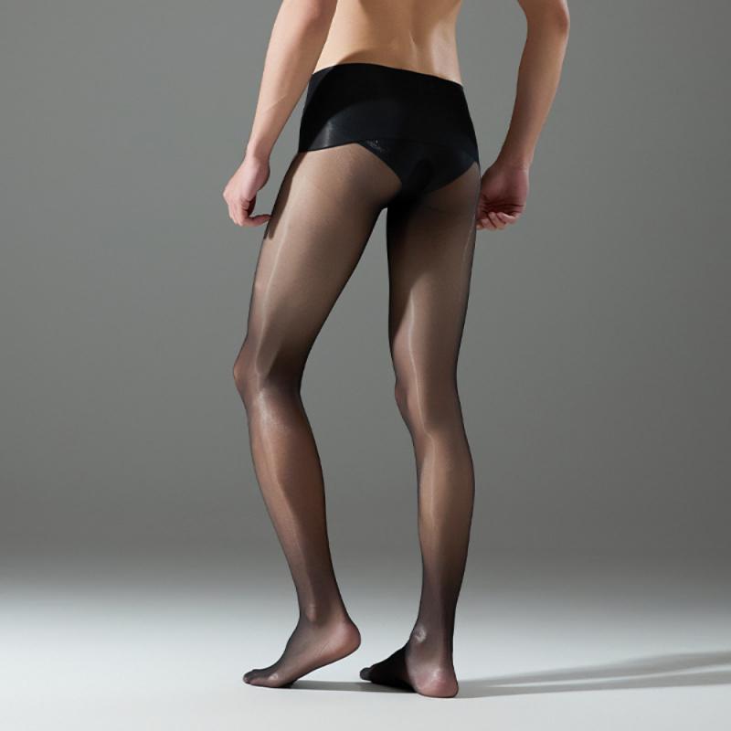 New Aurora Stockings  Ultra-Thin Transparent Sexy Black Silk 360 Seamless Horse Oil High Waist Glossy Men's Pantyhose