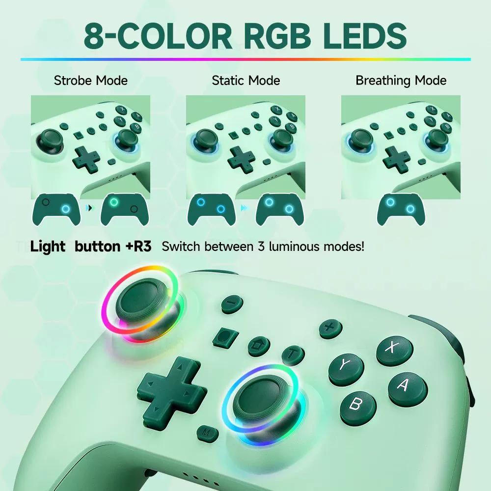 RGB Wireless BT Controller for Nintendo Switch2/OLED/Lite Gamepad for Android Phone/PC Joystick/TV Box/Steam with Turbo Function