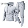 Comfortable Men Sportswear Hoodie Pants Two Piece Set for Men, Sports Hooded Sweatshirt Mens Athletic Tracksuit & Drawstring Sweatpants, Fall