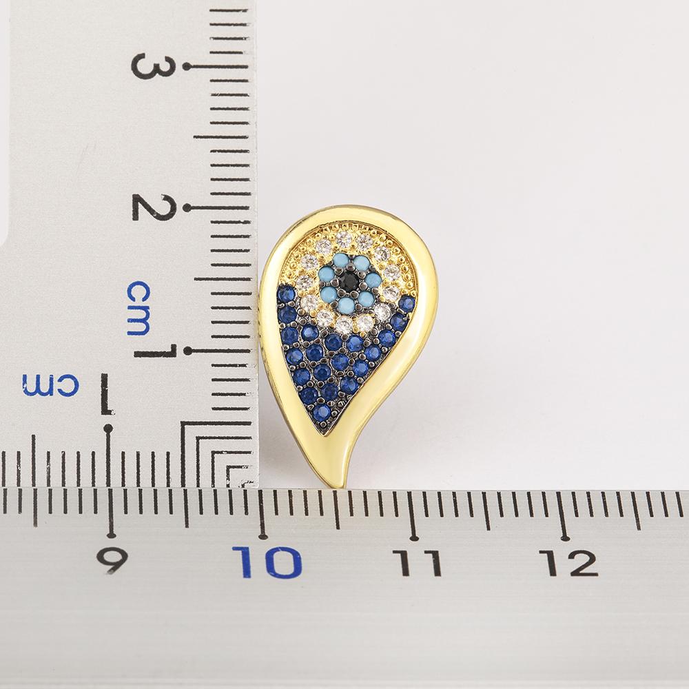 Nidin Trendy Lucky Turkish Evil Eye Colorful Zircon Stud Earrings For Women Water Drop Gold Plated Crystal Ear Jewelry Gift