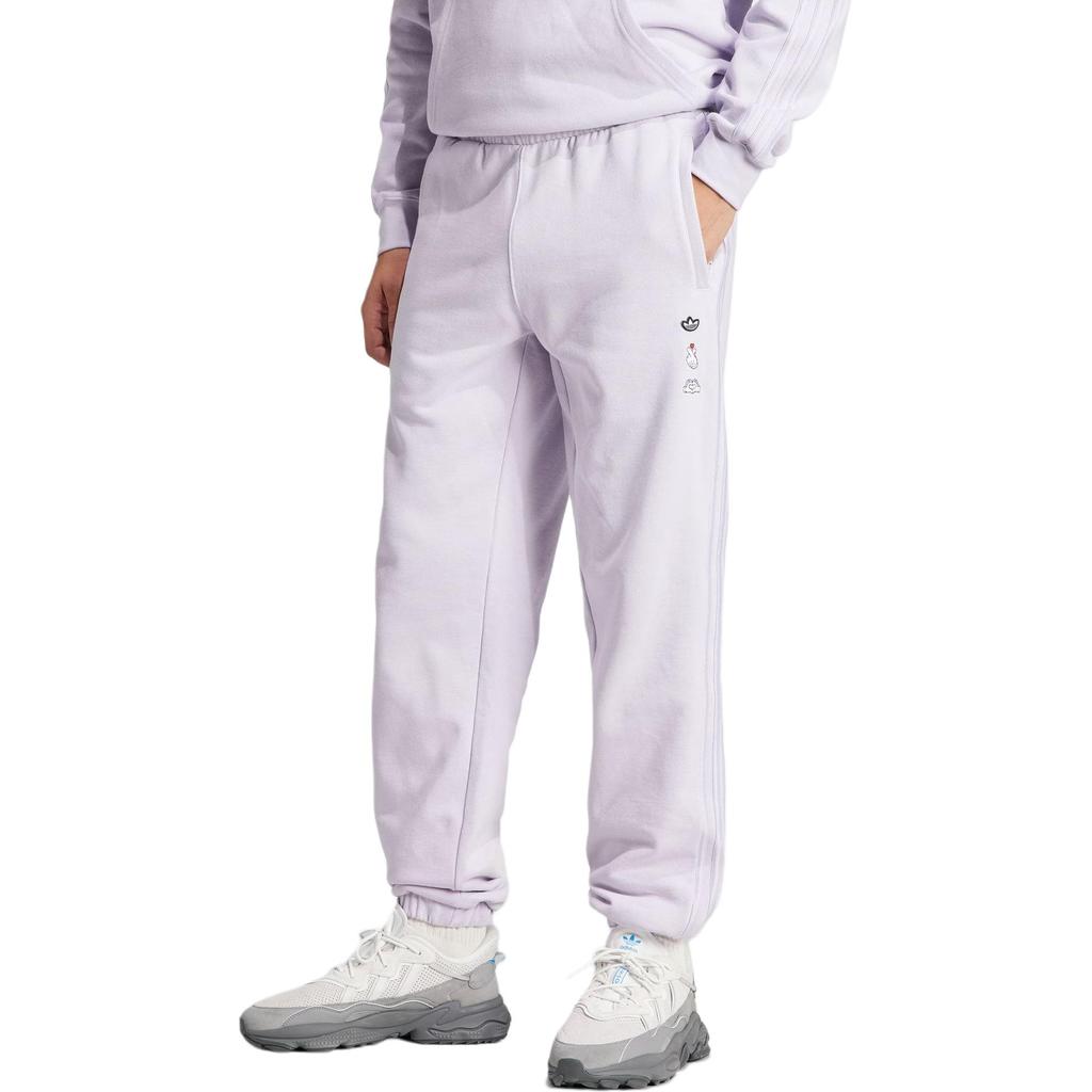 Adidas Originals Striped Tapered Knit Sweatpants With Mickey Mouse Logo Men Bottoms Silver IY2266