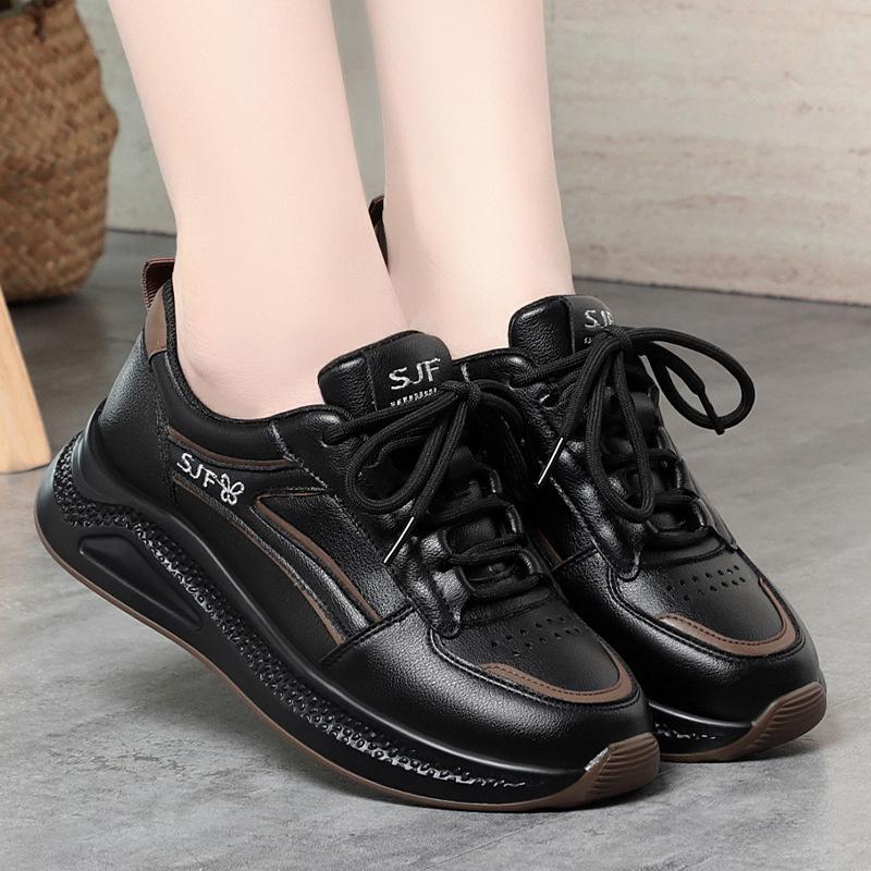 Thick-Soled Casual Shoes For Women In Spring And Autumn New Lace-Up White Shoes Lightweight Soft Sole Comfortable Travel Shoes