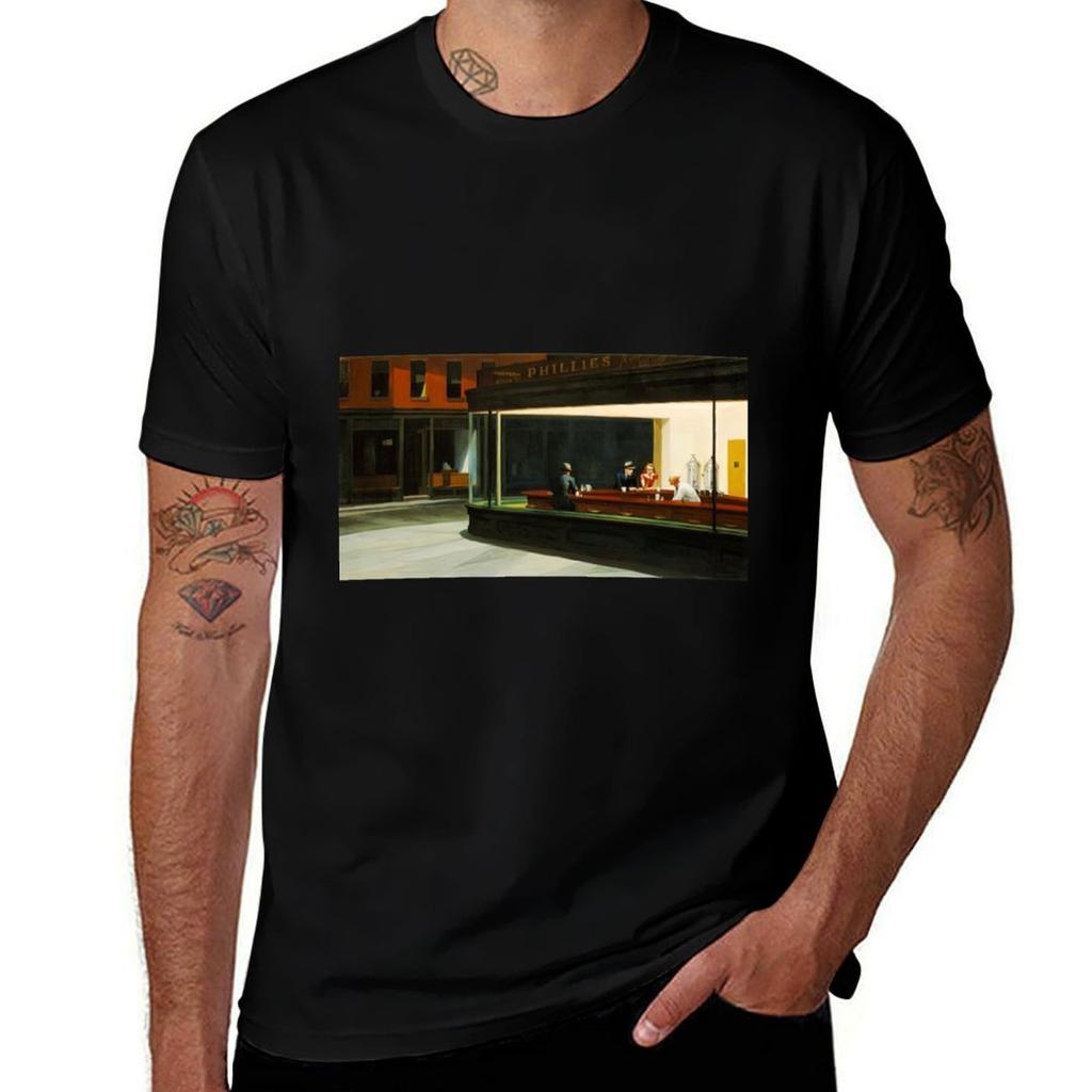 Nighthawks Edward Hopper Artwork Edward Hopper Paintings Tshirt Simple Line Art Print Tee