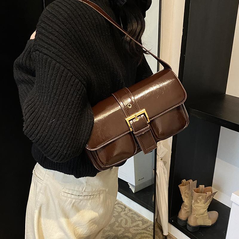 Ielgy Retro Autumn Winter All-Match Fashion Messenger Bag Ladies One-Shoulder Underarm Work Small Square Bag