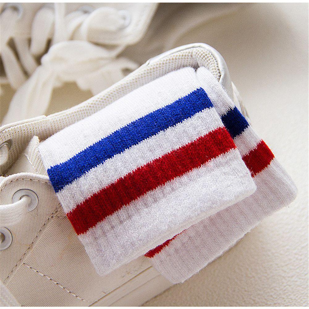 Fashion Fresh Women Men Striped Sport Socks Medium Tube Socks Two Bars Socks Korean
