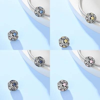 Pendants Woman Star Moon Round Twelvemonth Copper Original Charms Beads Fit Bracelet Women Jewelry Diy Fine Gifts Accessory