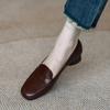 Fashion Comemore Soft Leather Loafers Shoes Retro Low Heel Shallow Mouth Pumps for Women Solid Color Slip On Spring Autumn Women Shoes