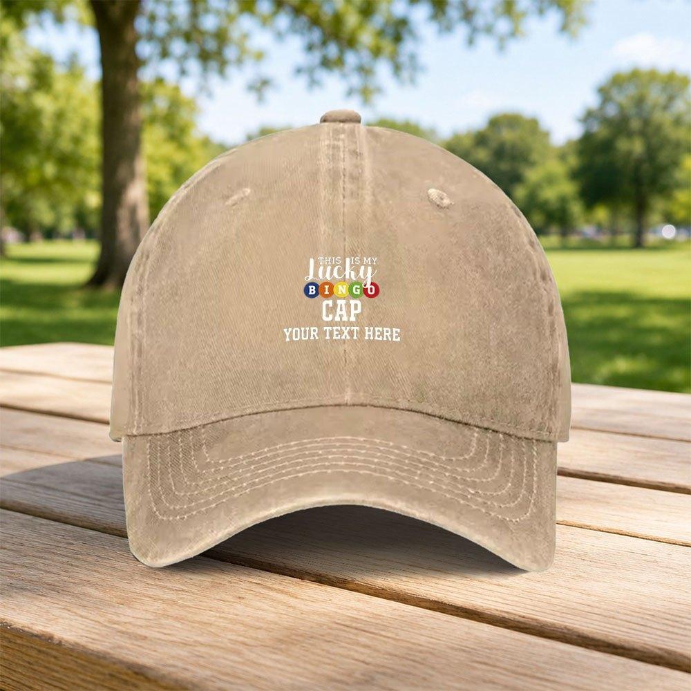 Classic Lucky Bingo Print Washed Baseball Cap Unisex Duckbill Hat Casual Outdoor Fashion Retro Style