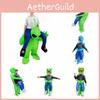 Costume d'Alien Gonflable pour Halloween avec un Design de Personnage de Dessin Animé Drôle de Couleur Verte