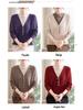 2025 Autumn/Winter New Arrival: Loose Long Sleeve Knit Sweater for Middle-Aged and Elderly Women - Simple, Comfortable Fake Two-Piece Style