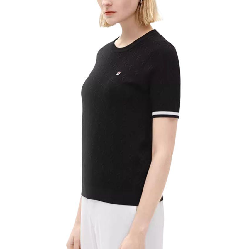 FILA Logo Printed Commuter Round Neck Short Sleeve Knit Top Women tops F11W231407F-BK