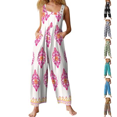 Women's Casual Jumpsuit Sleeveless Popular Floral Print Jumpsuit