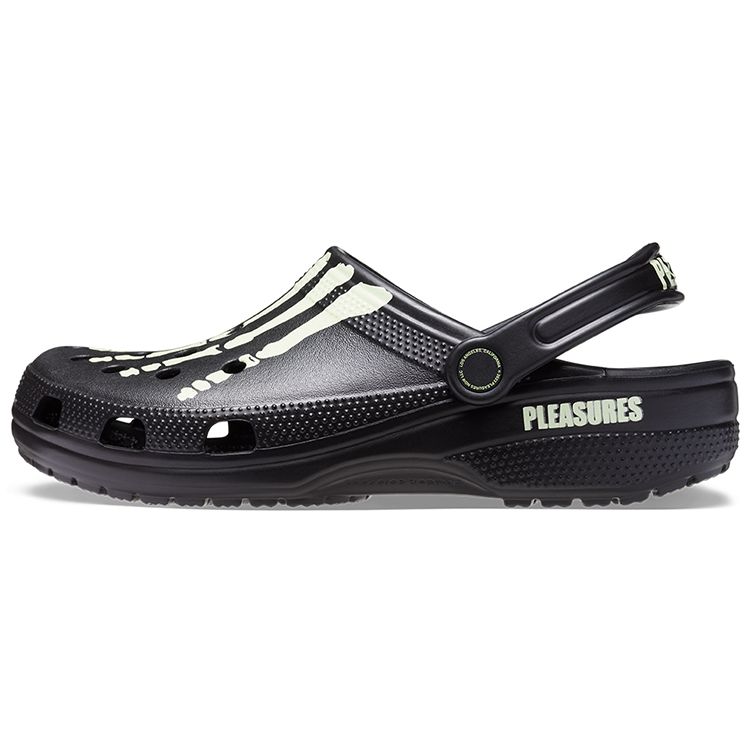 Pleasures x Crocs Classic Clog Скелет - Светящиеся в темноте Унисекс Кроссовки Черные 208267-001 39-40