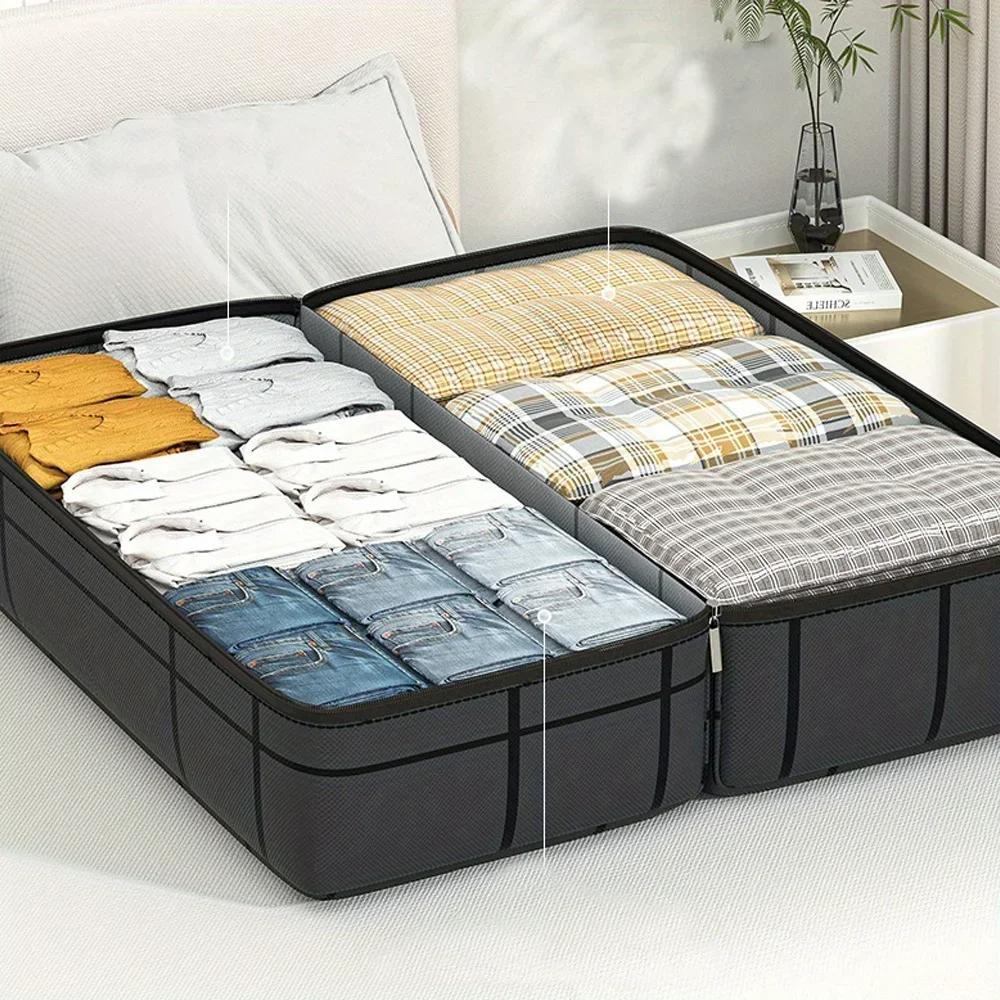 1PC Large Capacity and Super Load-bearing Black Composite Material Storage Bag, Dustproof and Moisture-proof with Zipper