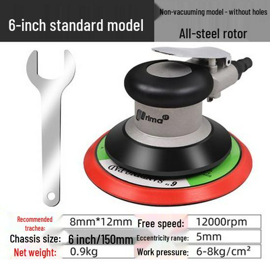 Taiwan Industrial-Grade Pneumatic Grinder with Dust Extraction and Round Sandpaper.