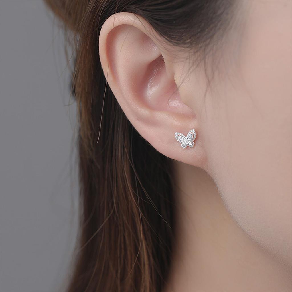 Copper Butterfly Ear Cuff Sweet Fresh 3D Design Screw-In Ear Studs Ear Candy Fashion Jewelry Accessory