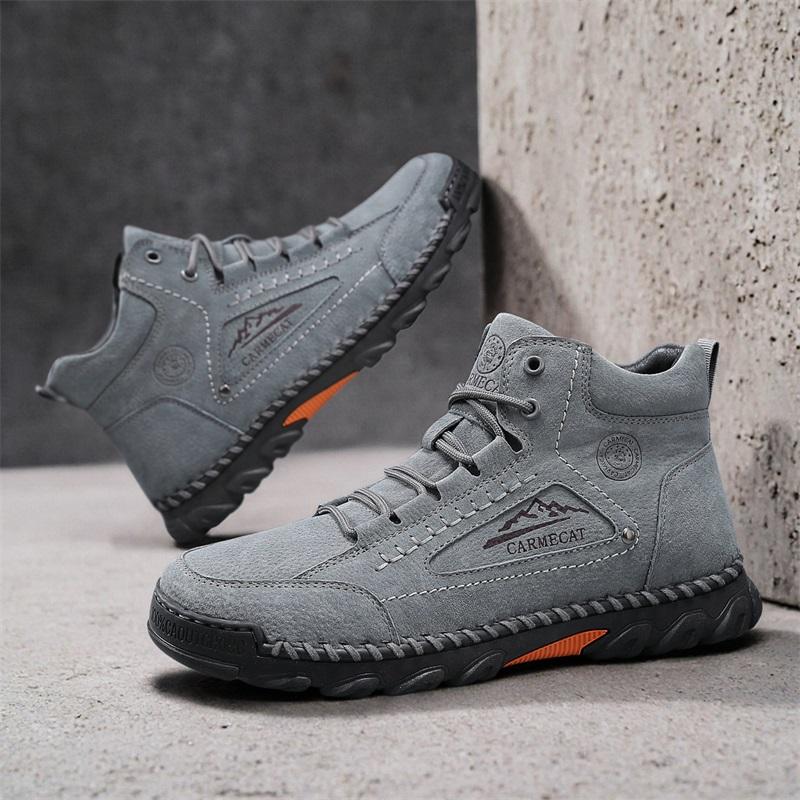 Nuevas Botas de Cuero Hechas a Mano para Hombre para Otoño Diseño Outdoor Zapatillas Hombre Transpirables Zapatos Casuales de Cuero Hombre Botines