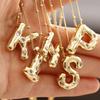 Charm Zircon Gold Color Chunky Initial Letter Necklace Gold Plated Bubble Balloon 26 Alphabet Necklace Personality Chain Jewelry