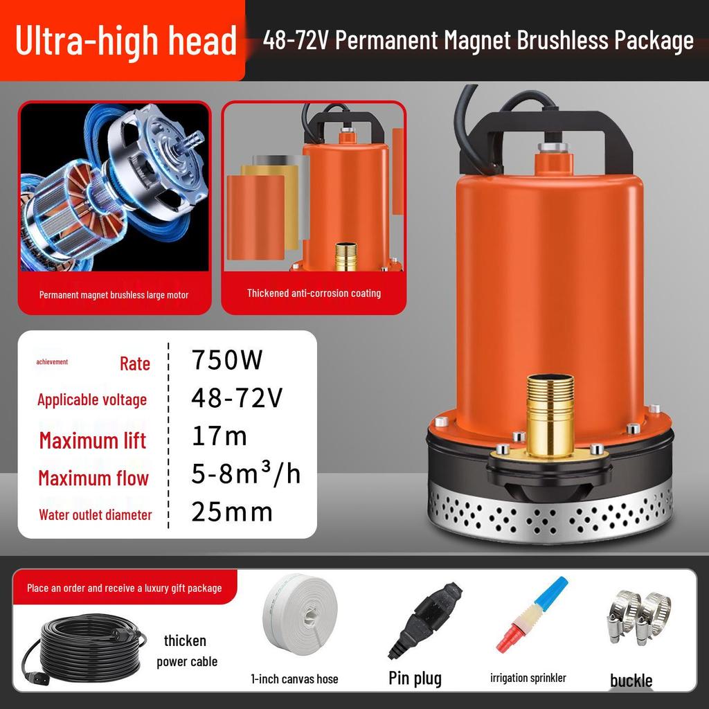 Brushless DC Submersible Pump for Electric Vehicles (48V/60V/72V) - Universal Anti-Corrosion Water Pump