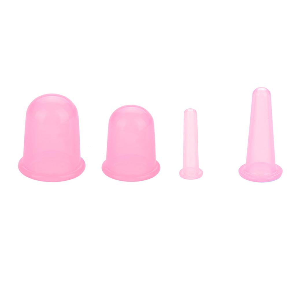 4pcsset Silicone Vacuum Body Massage Helper Anti Cellulite Massager Cups Cupping (Pink)