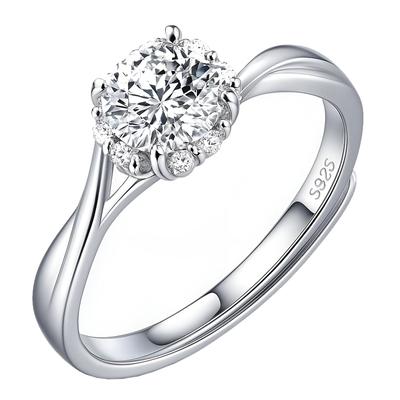Silver Unique Adjustable Ring with Cubic Zirconia - Gift for Women Silver 925