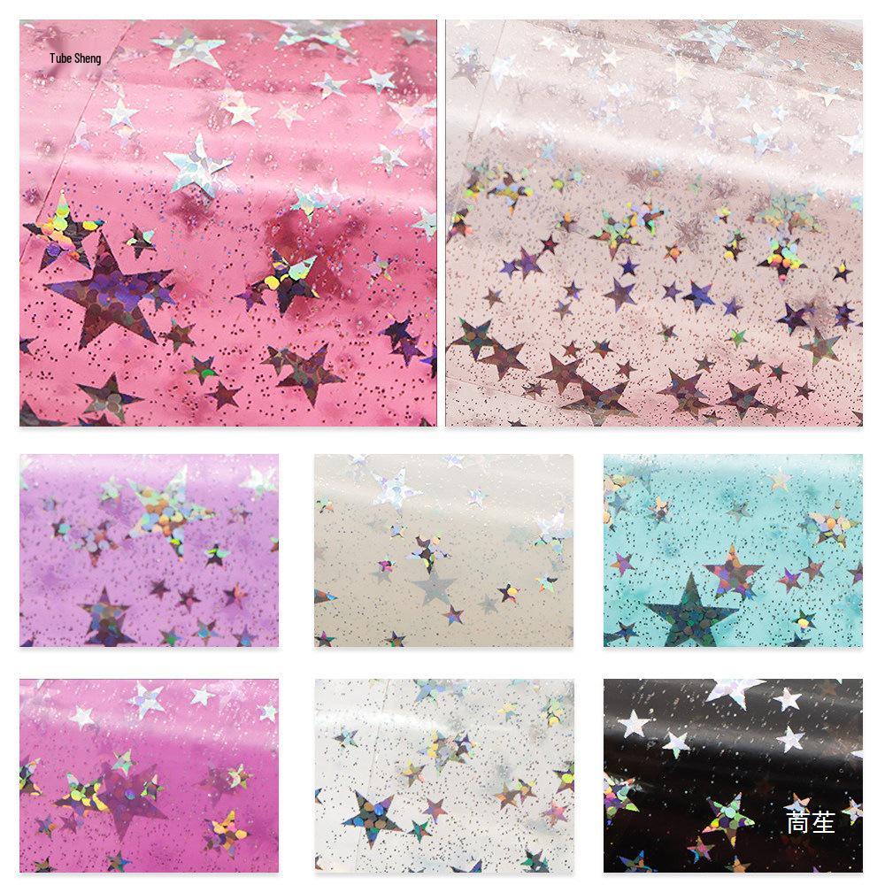 Iridescent Glitter Star Laser PVC Film - 0.5MM for Handbags, Backpacks, Shoes & Decorative Material