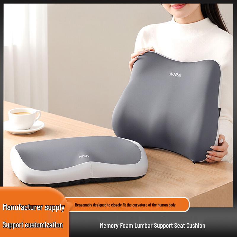 Ergonomic Memory Foam Seat & Lumbar Support Cushion for Office Chair