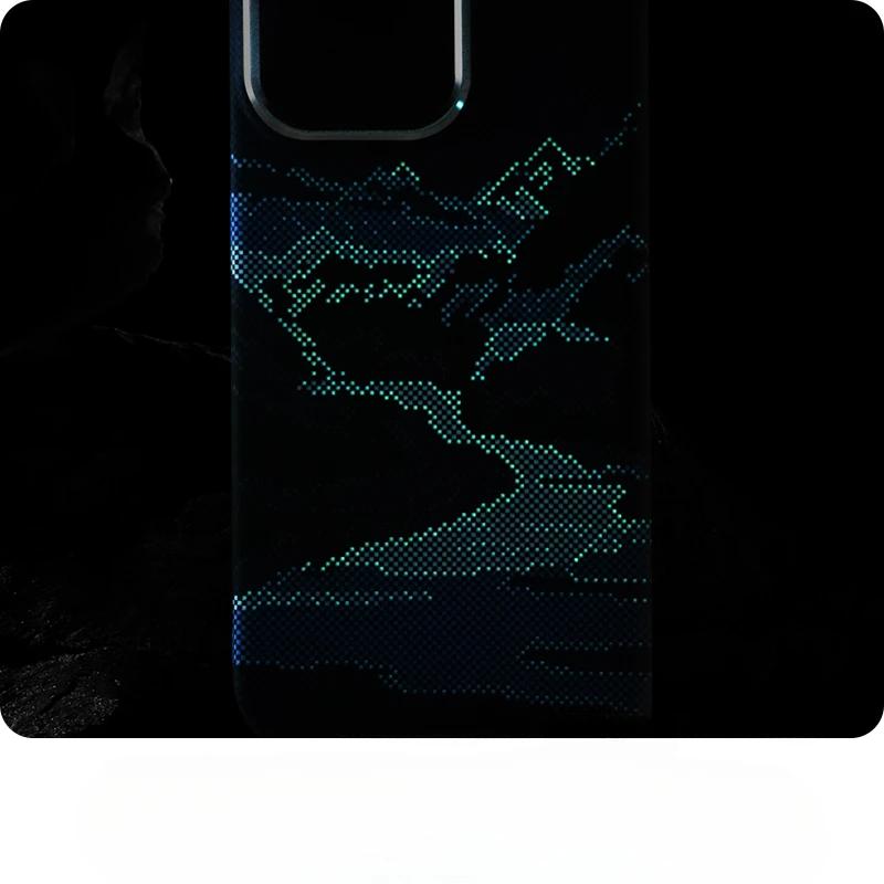Abstract Landscape Relief for MagSafe Phone Case for iPhone 16 15 14 Pro Max 17 Wireless Charge Alloy Lens Shield Hard PC Cover