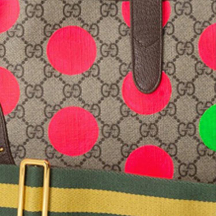 Gucci Jackie 1961 Gold Lock Dot Print Removable Extended Shoulder Strap Canvas And Leather Trim Half Moon Underarm Bag 678843-UQHIG-9885