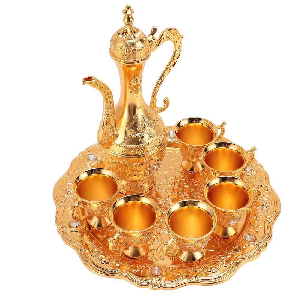 Sada Hrnečků na Víno ze Slitiny Nerezavějící Nádherná Dekorativní Vintage Sada Kávovarů na Čaj Domácí Večírek Svatba