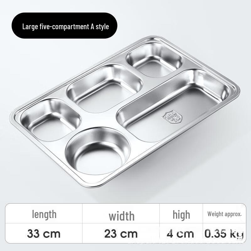 Jiyoushi 304 Edelstahl 5-Fächer unterteilte Kantinenplatte
