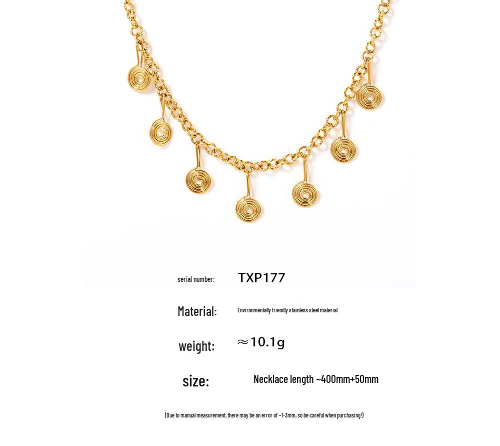 Qiong Yao Stainless Steel Jewelry Set: Mosquito Coil Holder, Tassel Earrings, Necklace, Anklet - New Ins Style for Women