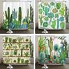Cactus Shower Curtains Waterproof Polyester Fabric Shower Curtains Tropical Plants Bathroom Screen Curtain Home Decor 180X180Cm