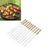10 bucăți frigărui pentru grătar mâner din lemn din oțel inoxidabil bețișoare pentru grătar pentru grătar în aer liber 11,8 inci