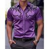Men's Western Style Shirt Vintage Clothes Denim Cowboy 3d Print Country Shirt Men Women Fashion Short Sleeve Casual