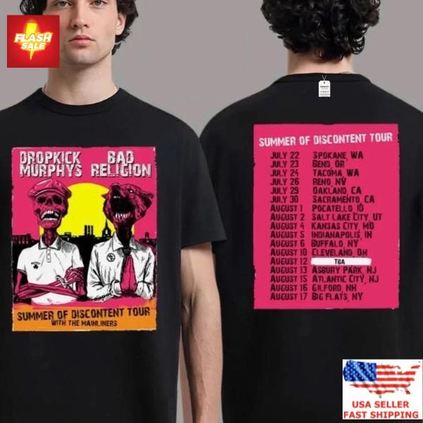 New Apparel Dropkick Murphys Summer Of Discontent Tour 2026 T-Shirt XXL
