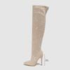 Fashion Bling Bling Rhinestones Faux Suede Elastic Women Thigh High Boots Fashion Autumn Winter High Heels Over the Knee Long Boots Shoe