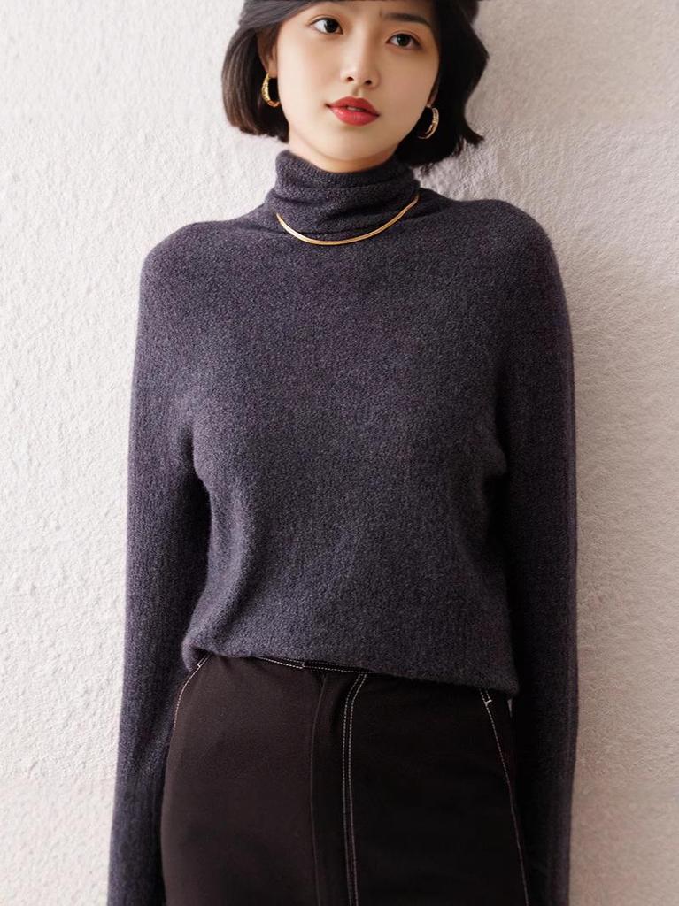 Women's Twelve-Needle Turtleneck Cashmere Sweater - Versatile Autumn/Winter High-End Base Layer