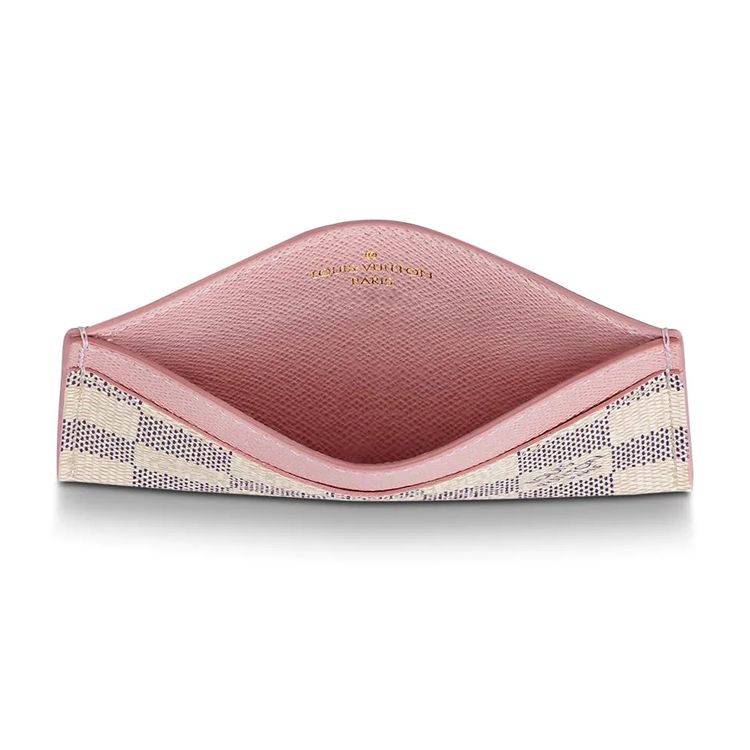 Louis Vuitton Daily Checkered Canvas Leather Card Holder Women Accessories Ballet-Pink N60286