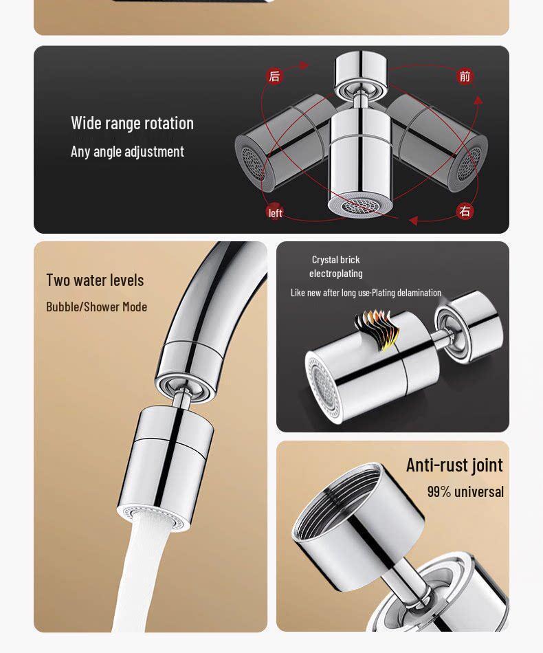 Universal Anti-Splash Kitchen Faucet Extender with Rotating Shower Head