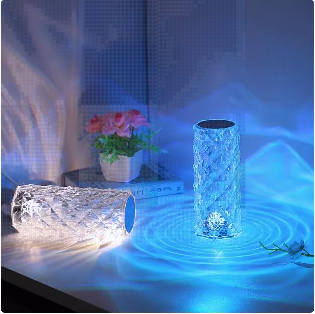 In Stock Luxury Rose Crystal Touch Lamp - Decorative Night Light for Bedroom