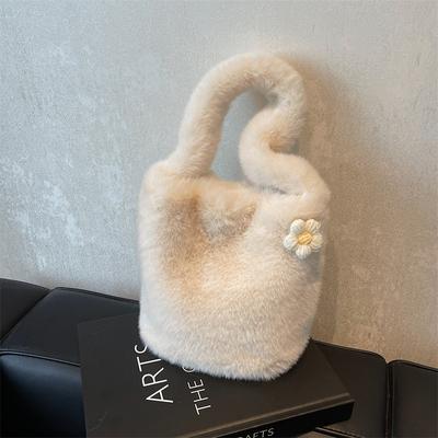 Bag Women'S Autumn And Winter Fashion Plush Mink Hair One Shoulder Hand Bag Simple Large Capacity Bucket Bag