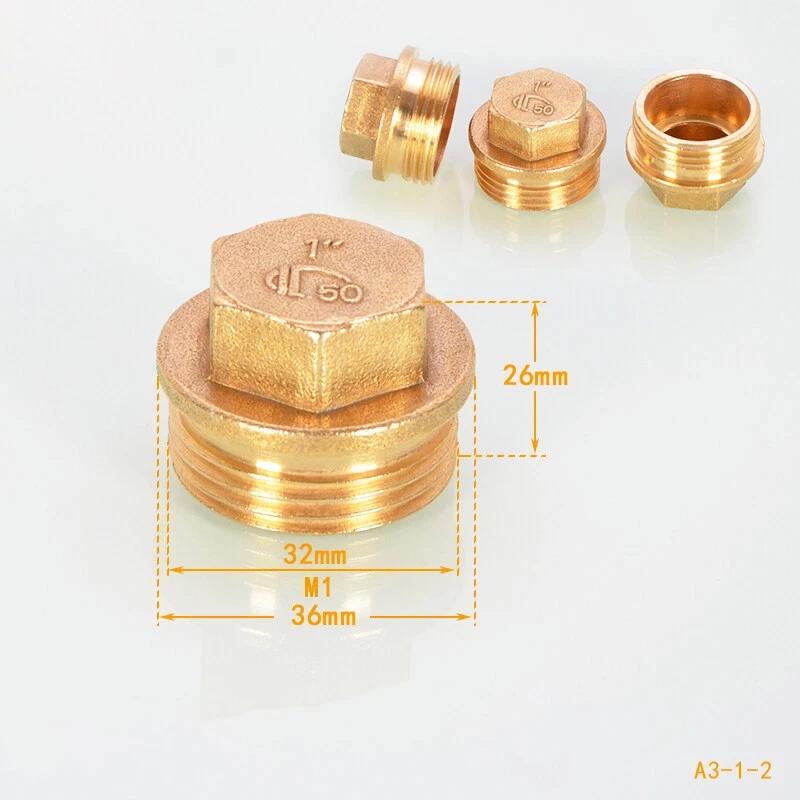 1~10 Stück 1/2" 3/4" 1" BSP Messing Innen-Blindkappe Stopfen Endstück Wasserrohr-Stopfenkappe Fitting Außengewinde Sechskantkopf-Endstopfen