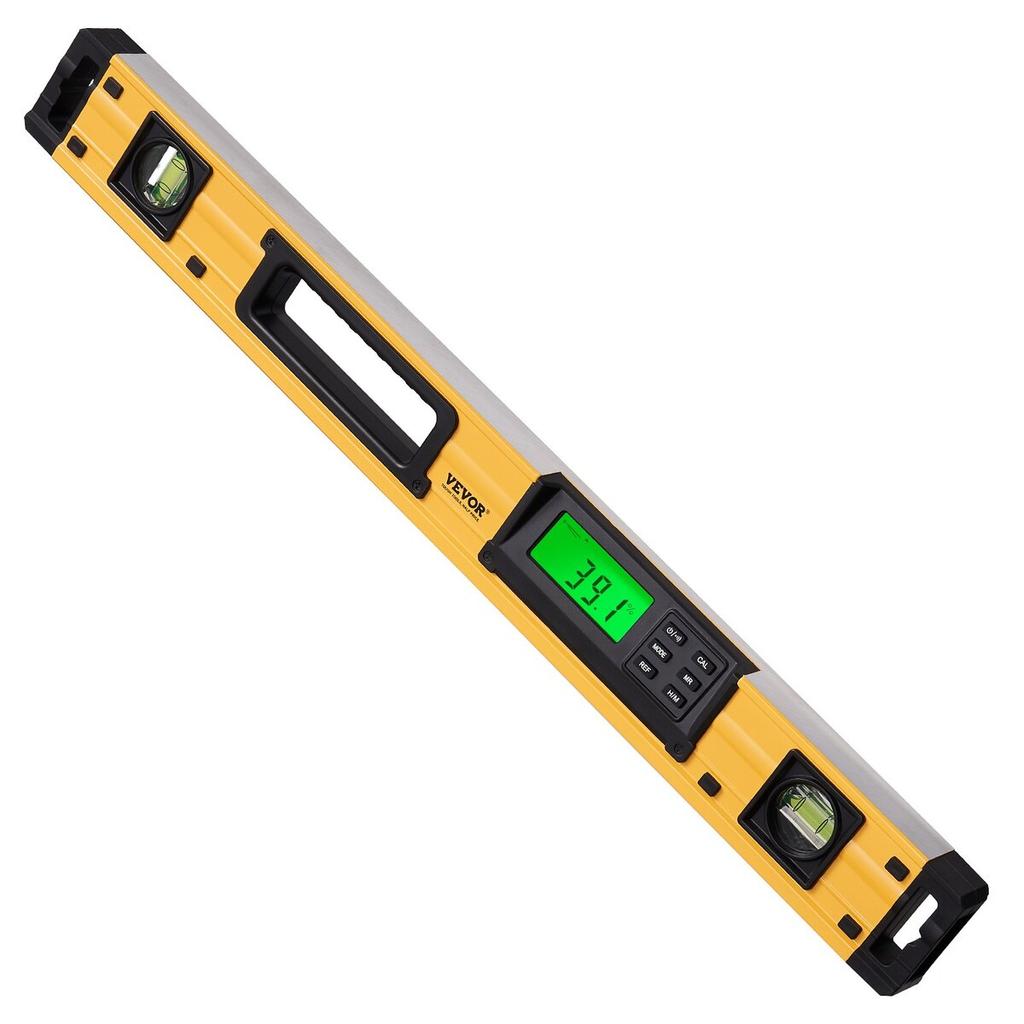 Magnetic Torpedo Level, 600mm, LED Backlit Screen Mechanical Bubble Vials Ruler for 0-360 Degree, Gravity Sensor Aluminum Alloy Leveler Tool w/