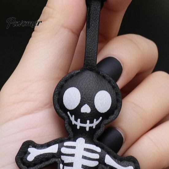 Gothic Skeleton Hanging Ornament Halloween Faux Leather Decoration, Black White Decoration Ornament, Double-sided Decor Pendant Dark Style