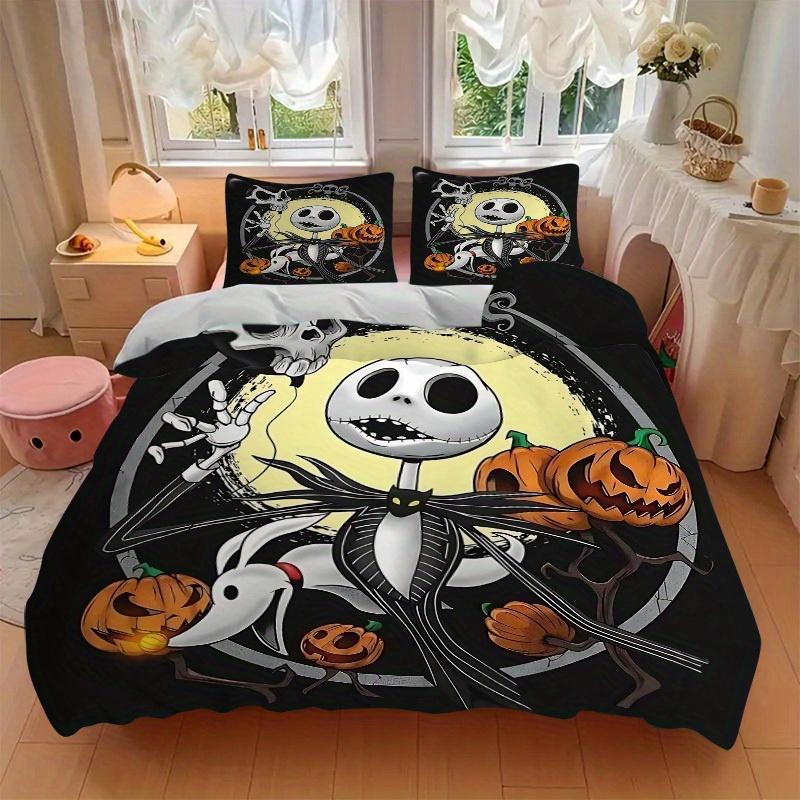 3pcs Set Nightmare Before Christmas1pc of Quilt Cover+2pcs of Pillowcase, No Core, Print Bedding, All Seasons Bedroom Setting003