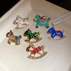 Rhinestone Zodiac Pony Pin New Year Animal Lapel Pins Elegant Little Horse Brooch Suit Accessories