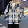 Trendy Plaid Hooded Baseball Jacket – Loose Autumn/Winter Style for Teens
