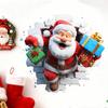Christmas Window Stickers Santa Claus Broken Wall Decals Removable 3D Visual Design Art Sticker For Home Kitchen Bathroom